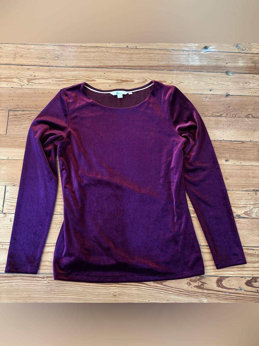 Boden Womens Suki Burgundy Velvet Top size US6 Long Sleeve Casual